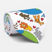Frieden und Liebe Niedliche Cartoon Tiere der Welt Krawatte (Gerollt)