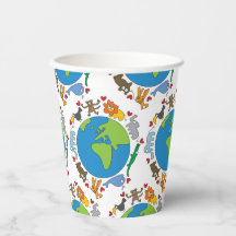 Frieden und Liebe Niedliche Cartoon Tiere der Welt