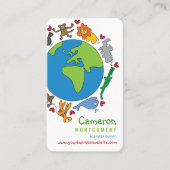 Frieden und Liebe Niedliche Cartoon Tiere der Welt Visitenkarte (Vorderseite)