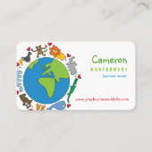 Frieden und Liebe Niedliche Cartoon Tiere der Welt Visitenkarte (Vorderseite)