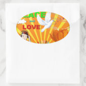 Frieden und Liebe Ovaler Aufkleber (Tasche)