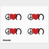 Frieden und Liebe Ovaler Aufkleber (Blatt)