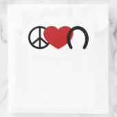 Frieden und Liebe Ovaler Aufkleber (Tasche)