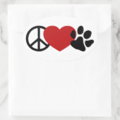Frieden und Liebe Ovaler Aufkleber (Tasche)