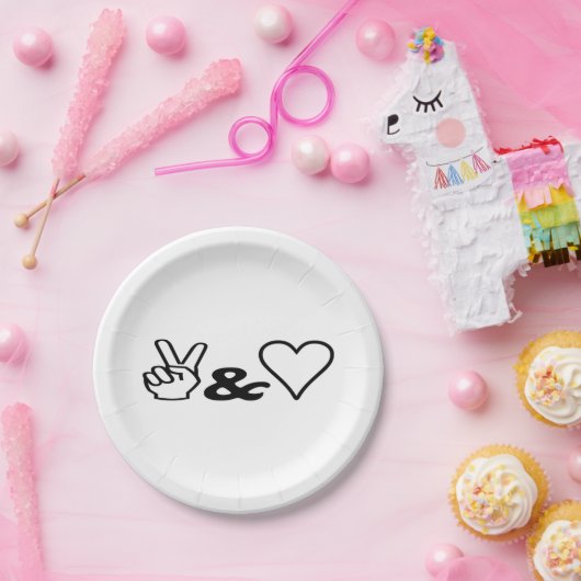Frieden und Liebe Pappteller (Party)