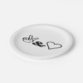 Frieden und Liebe Pappteller (Schrägansicht)