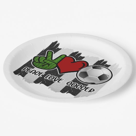 Frieden und Liebe Pappteller (Schrägansicht)