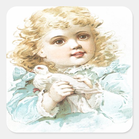 Frieden und Liebe Quadratischer Aufkleber (Vorderseite)