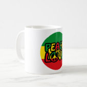 FRIEDEN und LIEBE, Reggae-Stil Kaffeetasse (Vorderseite Links)