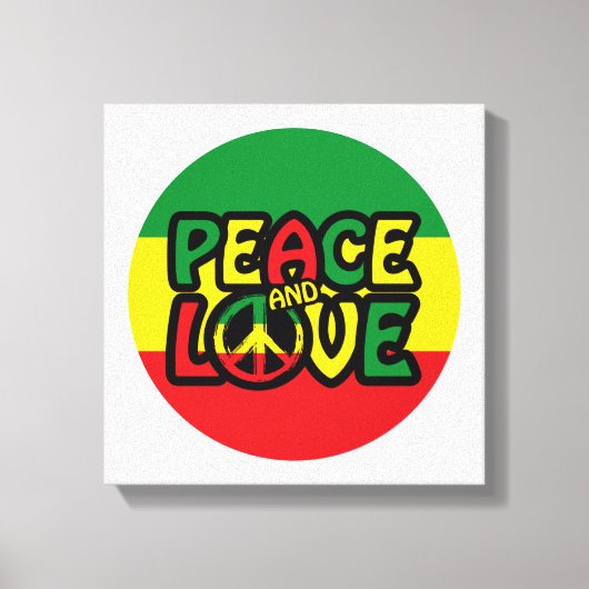 FRIEDEN und LIEBE, Reggae-Stil Leinwanddruck (Vorderseite)