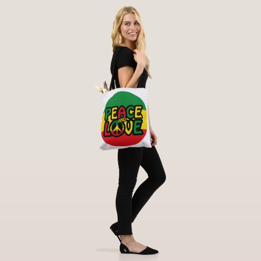 FRIEDEN und LIEBE, Reggae-Stil Tasche (Am Model)