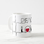 Frieden und Liebe Rotes Herz Kaffee Cup Tasse (Vorderseite Links)