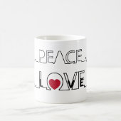 Frieden und Liebe Rotes Herz Kaffee Cup Tasse (Mittel)