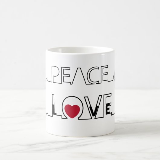 Frieden und Liebe Rotes Herz Kaffee Cup Tasse (Mittel)