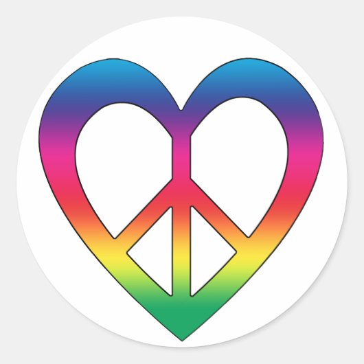 Frieden und Liebe Runder Aufkleber (Vorderseite)