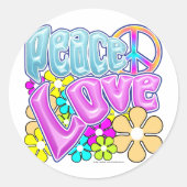 Frieden und Liebe Runder Aufkleber (Vorderseite)