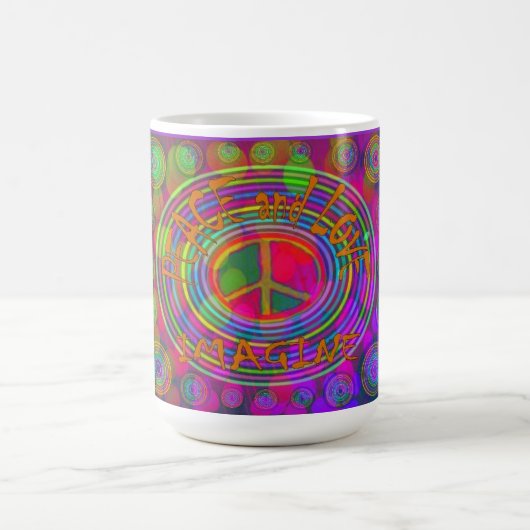 Frieden und Liebe - stellen Sie sich Tasse vor (Mittel)