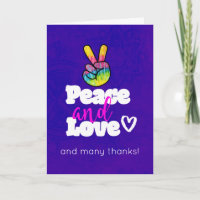Frieden und Liebe Typografie mit Rainbow Hand Dank