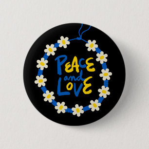 Frieden und Liebe Ukraine Blume Kranz Button