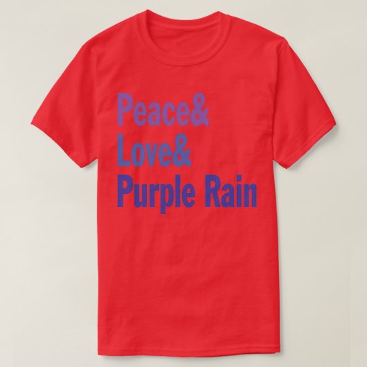 Frieden und Liebe und lila Regen T-Shirt (Design vorne)