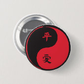 Frieden und Liebe Yinyang Button (Vorne & Hinten)