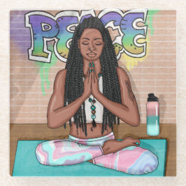 Frieden und Meditation Städtische Kunst Glasuntersetzer