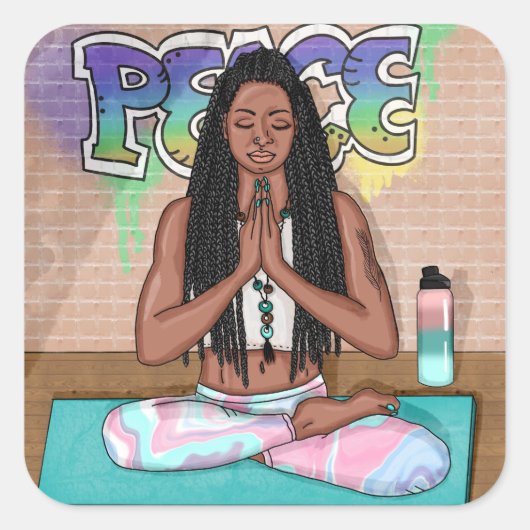 Frieden und Meditation Städtische Kunst Quadratischer Aufkleber (Vorderseite)