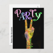 Frieden und Party - durch SRF Einladungspostkarte (Vorne/Hinten)