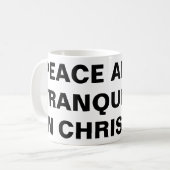 "Frieden und Ruhe in Christus" Klassische Tasse (Vorderseite Links)