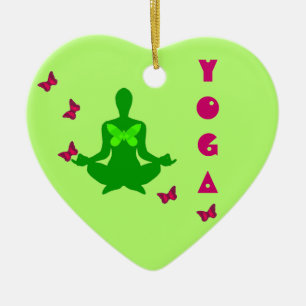 Frieden und Schmetterling - Yoga-Ornamente Keramikornament
