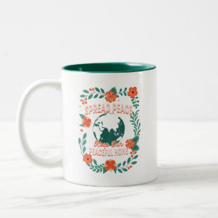 Frieden verbreiten statt Blume des Weltfriedens zu Zweifarbige Tasse