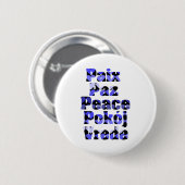 Frieden Viele Sprachen Herzen Blau Button (Vorne & Hinten)
