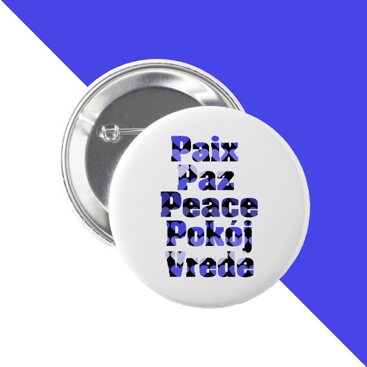 Frieden Viele Sprachen Herzen Blau Button