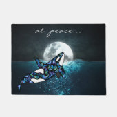Frieden ~ Vollmond Psychedelic Trippy Orca Whale Fußmatte (Vorderseite)