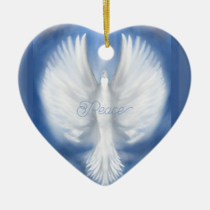 Frieden Weihnachten Neujahr Taube Flachkarte Keramik Ornament