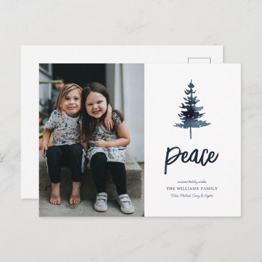FRIEDEN | Weihnachtsbaum Feiertagspostkarte (Vorne/Hinten)