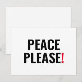 Frieden, weißer schwarzer Text, Anti-Kriegskarte (Vorne/Hinten)