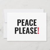 Frieden, weißer schwarzer Text, Anti-Kriegskarte (Vorderseite)