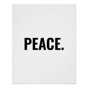 Frieden weißer und schwarzer Text minimalistisch A Poster