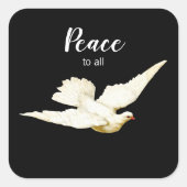 Frieden zu allen White Dove Weihnachtsgrüße Bird Quadratischer Aufkleber (Vorderseite)