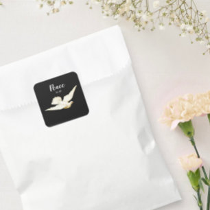 Frieden zu allen White Dove Weihnachtsgrüße Bird Quadratischer Aufkleber