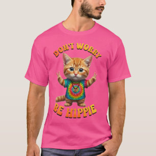 Friedens-Hippie-Glückliches-Boho-Kätzchen Katze  T-Shirt