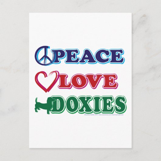 Friedens-Liebe-Dackeln - Dachsund Postkarte (Vorderseite)