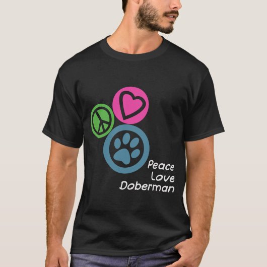 FRIEDENS-LIEBE DOBERMAN T-Shirt (Vorderseite)