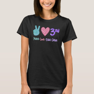 Friedens-Liebe Dritter Schultag-Grad 3. Gra T-Shirt