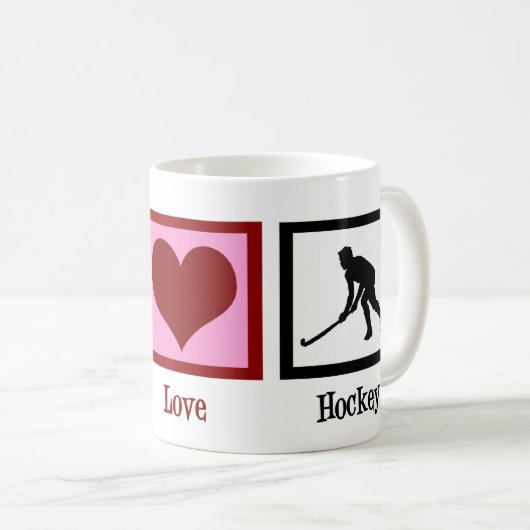 Friedens-Liebe-Feldhockey Kaffeetasse (VorderseiteRechts)