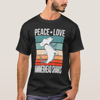 Friedens Liebe Hammerhai Haie Retro Art Hammer Fis T-Shirt