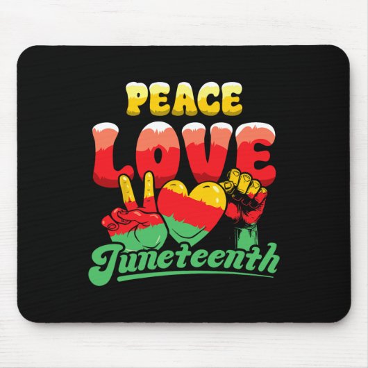 Friedens-Liebe Juneteentchen Afro Black Mousepad (Vorne)