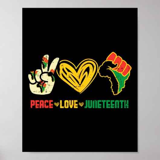 Friedens-Liebe Juneteenth Flag 19. Juni Afrikanisc Poster (Vorne)