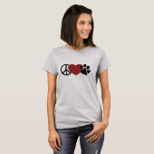 Friedens-Liebe-(pink)Paw T-Shirt (Vorne ganz)